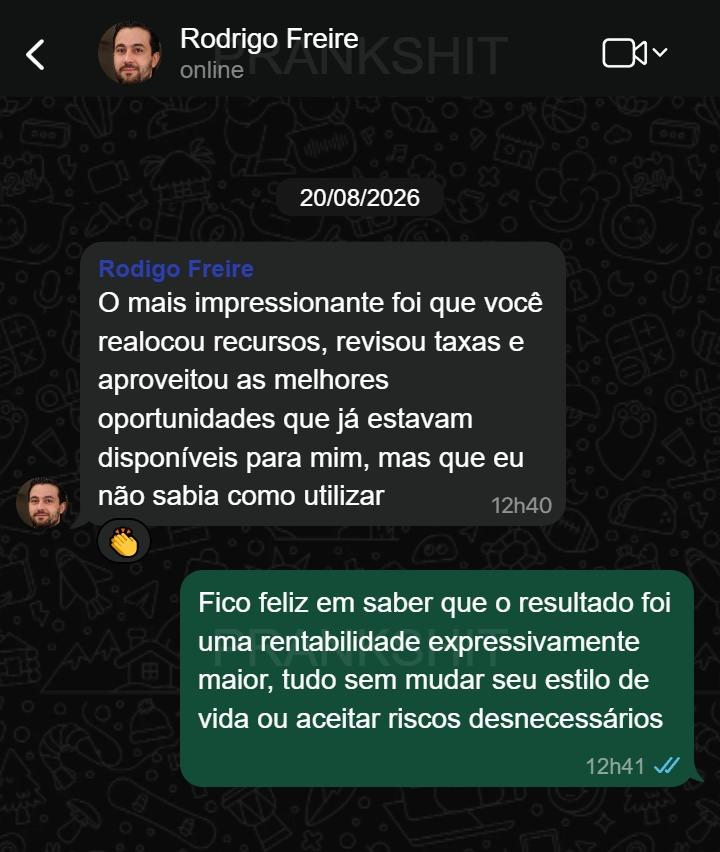 Print autorizado do depoimento de Rodrigo Freire sobre a realocação de seus investimentos